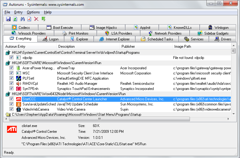 Free Autoruns Utility