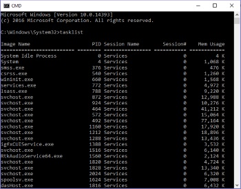 DOS tasklist command