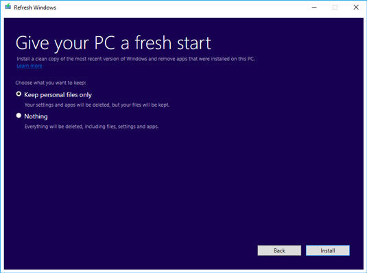 Cleanup options in Start Fresh