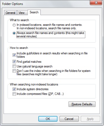 Folder Options dialog box