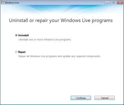 Set Uninstall radio button Set Uninstall radio button