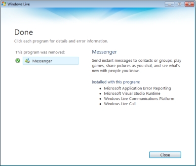 Windows Live Messenger uninstalled Windows Live Messenger uninstalled