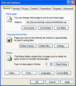 The Internet Options dialog box