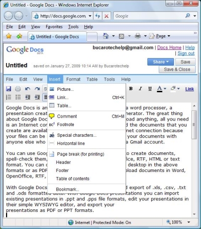 Google Docs word processor Google Docs word processor
