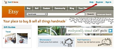 Register for an Etsy account